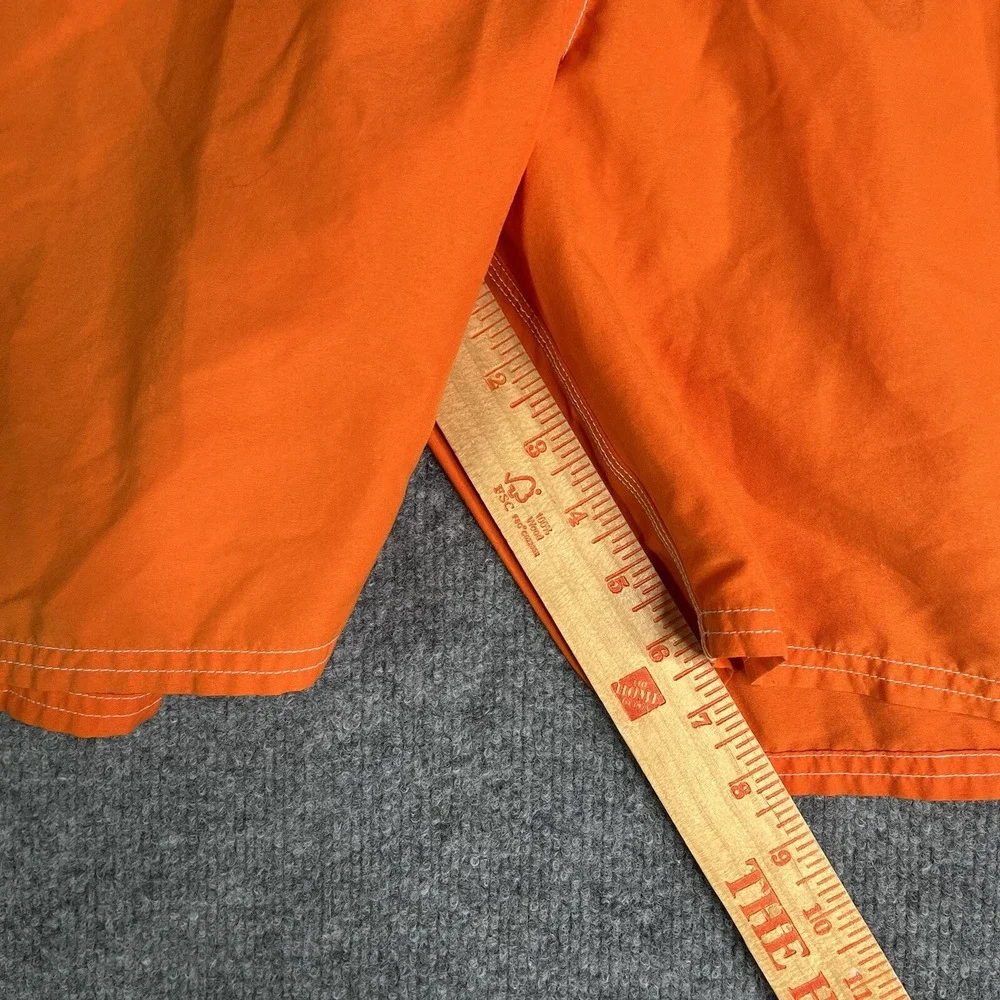 Vintage Y2K Nike Shorts Swim‎ Trunks Men L Orange Drawstring Mesh Lined Spellout